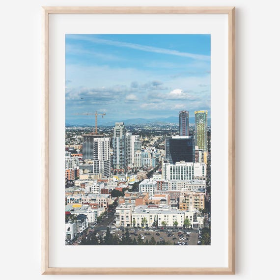 Modern Downtown City Skyline Aerial Daytime Photography Print