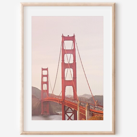 Golden Gate Bridge Tower Close Up San Francisco Dawn Photography Poster