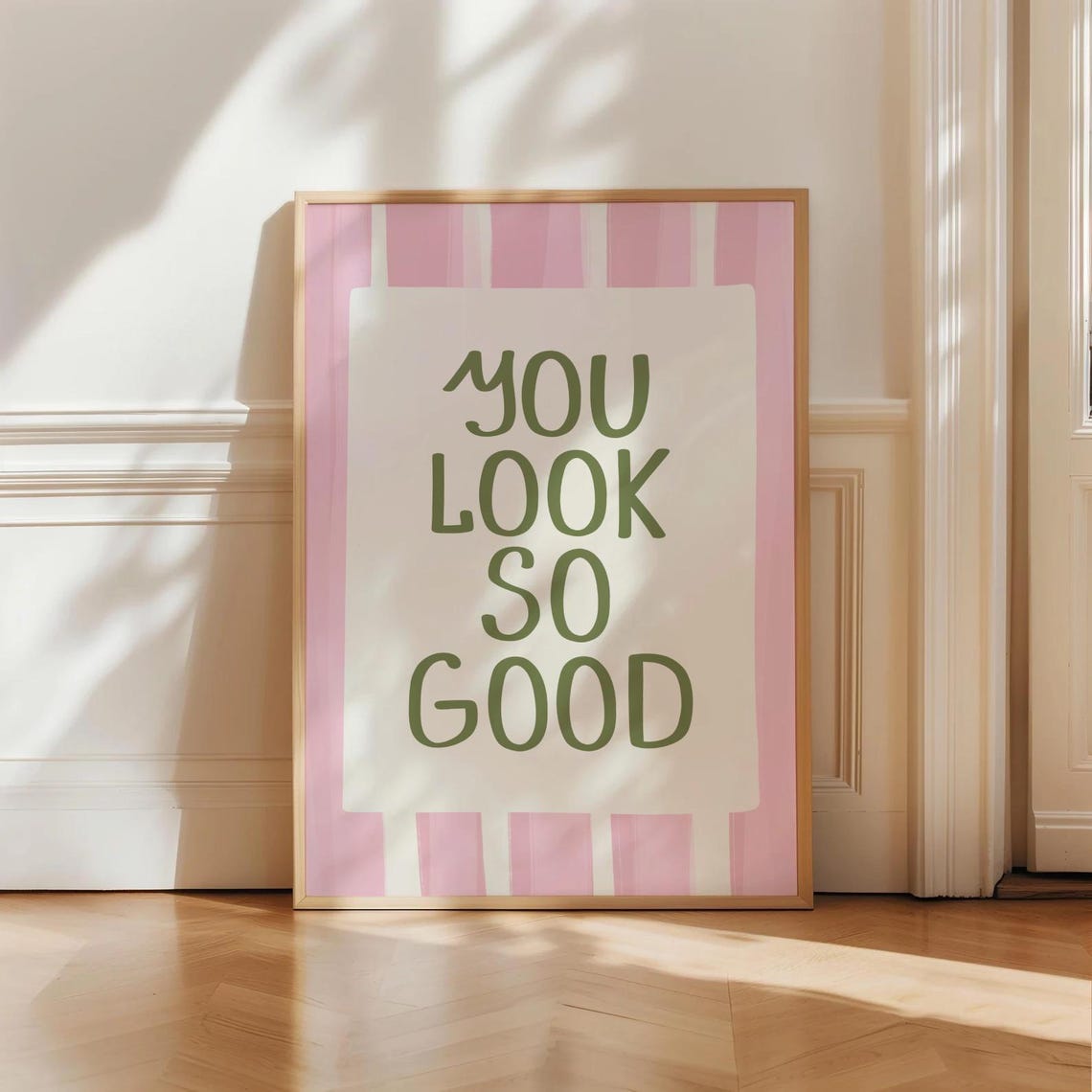 You Look So Good Print Girly Room Decor Bedroom For Teen Girls Modern Colorful Trendy Quote Preppy Pink Wall Art