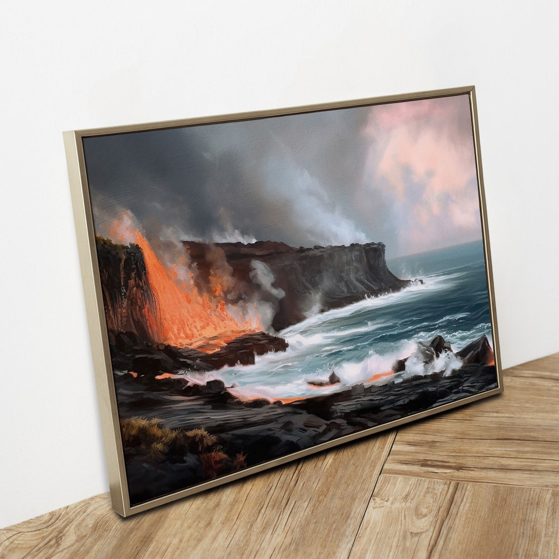 Hawaii Volcanoes National Park Vintage Oil Painting Hawaii Usa Instant 250 - Image 2
