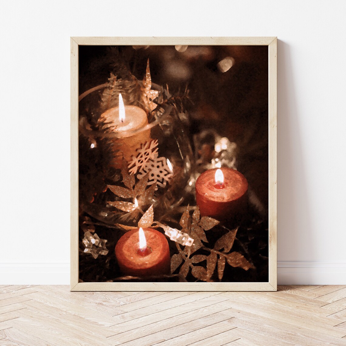 Christmas Candles and Decorations Painting, Christmas Decor - Image 2