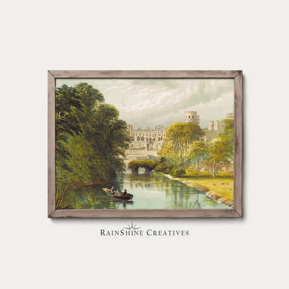 Warwick Castle Vintage Landscape Oil Painting Warwickshire England Art 121