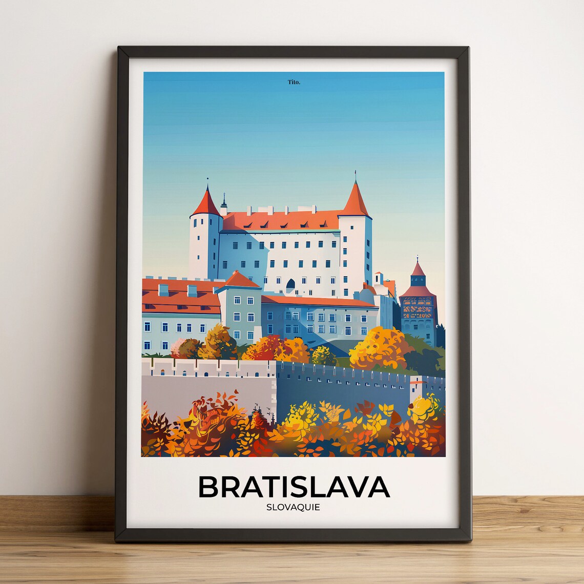 Bratislava Slovakia Castle Autumn Foliage Retro Travel Poster
