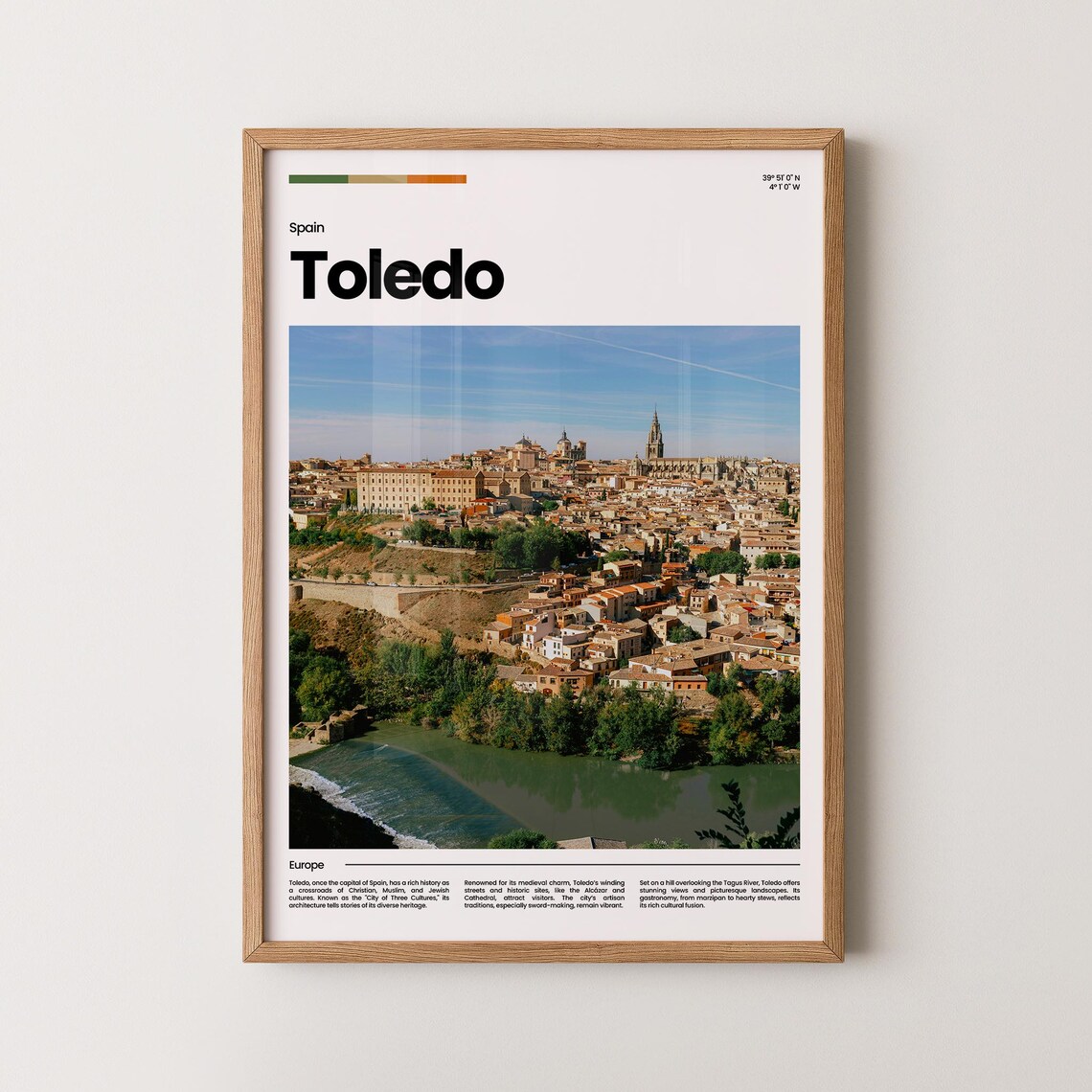 Toledo Spain Hilltop Old Town Tagus River Photo Travel Poster