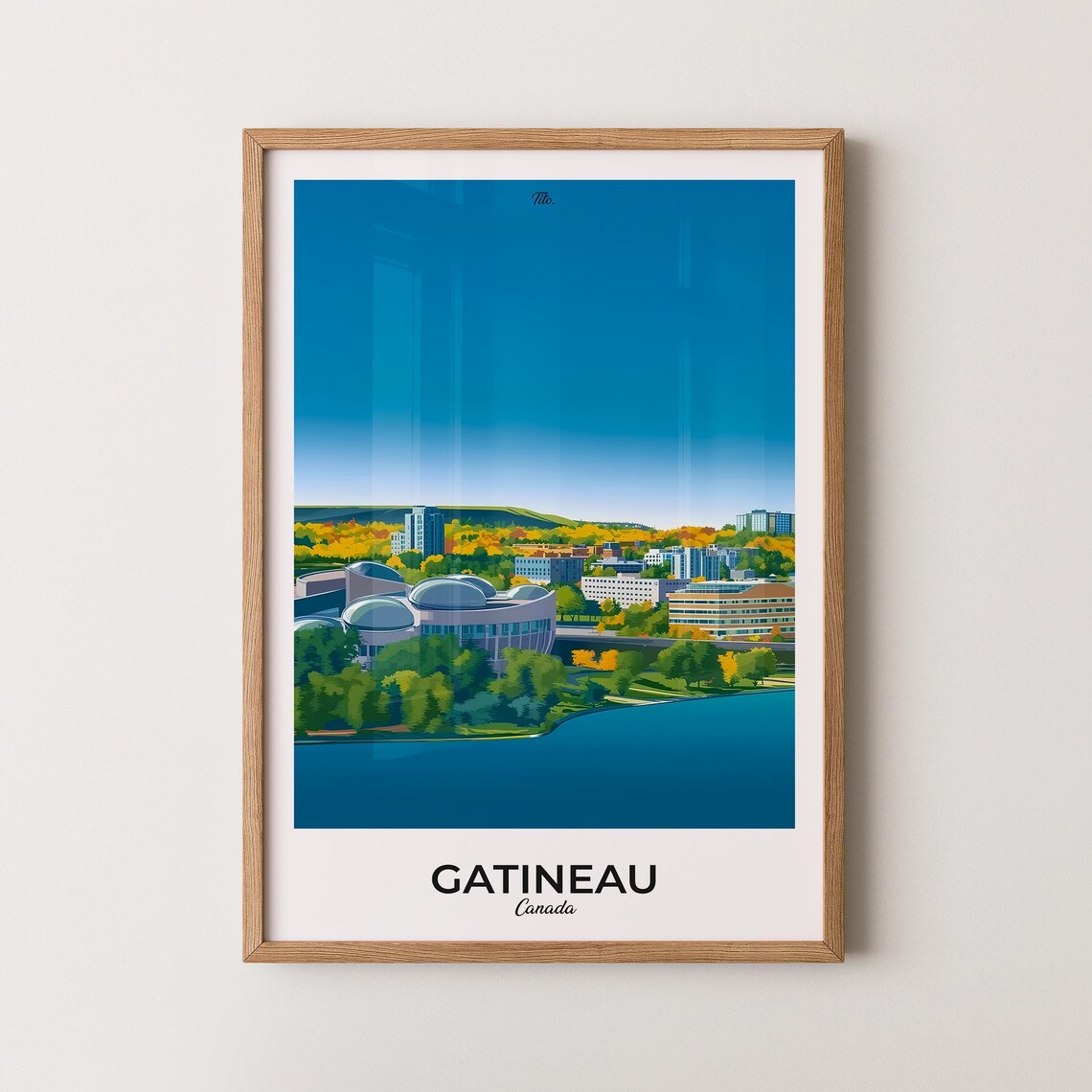 Gatineau Canada Autumn Foliage River City Skyline View Poster