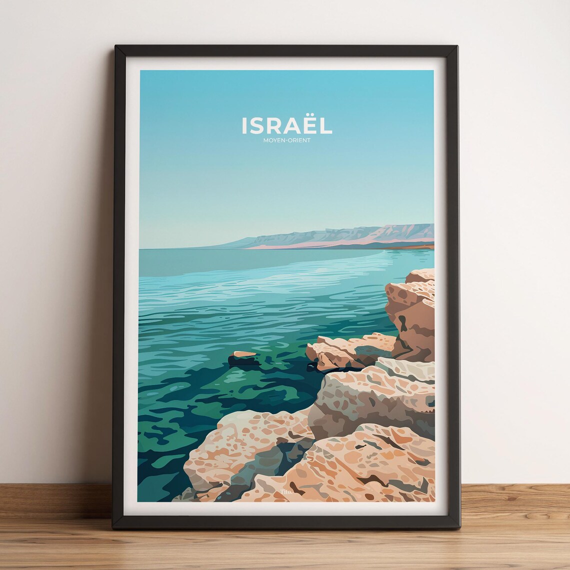 Israel Mediterranean Rocky Coast Vintage Travel Poster Artwork