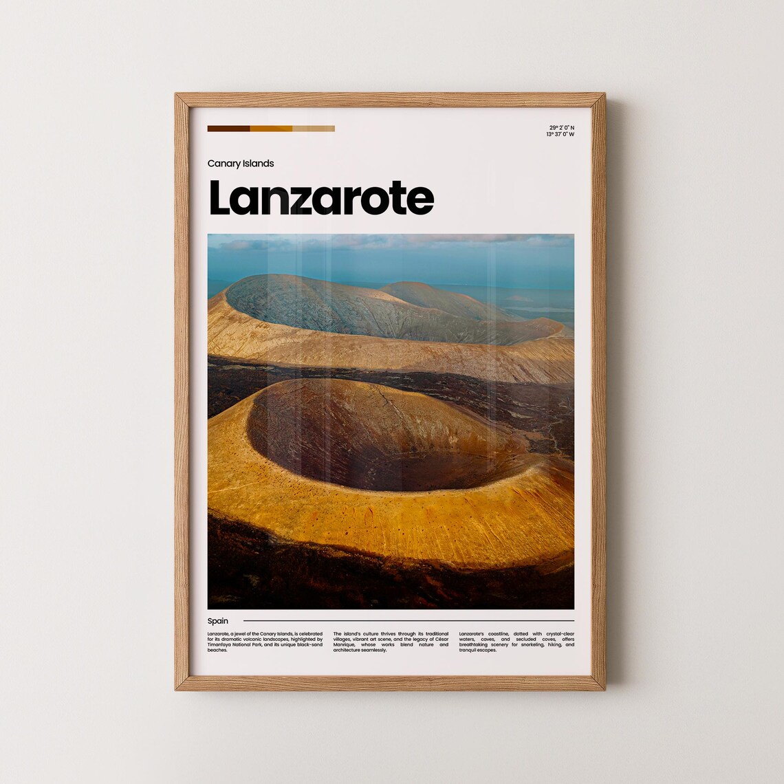 Lanzarote Spain Canary Islands Volcanic Crater Landscape Poster