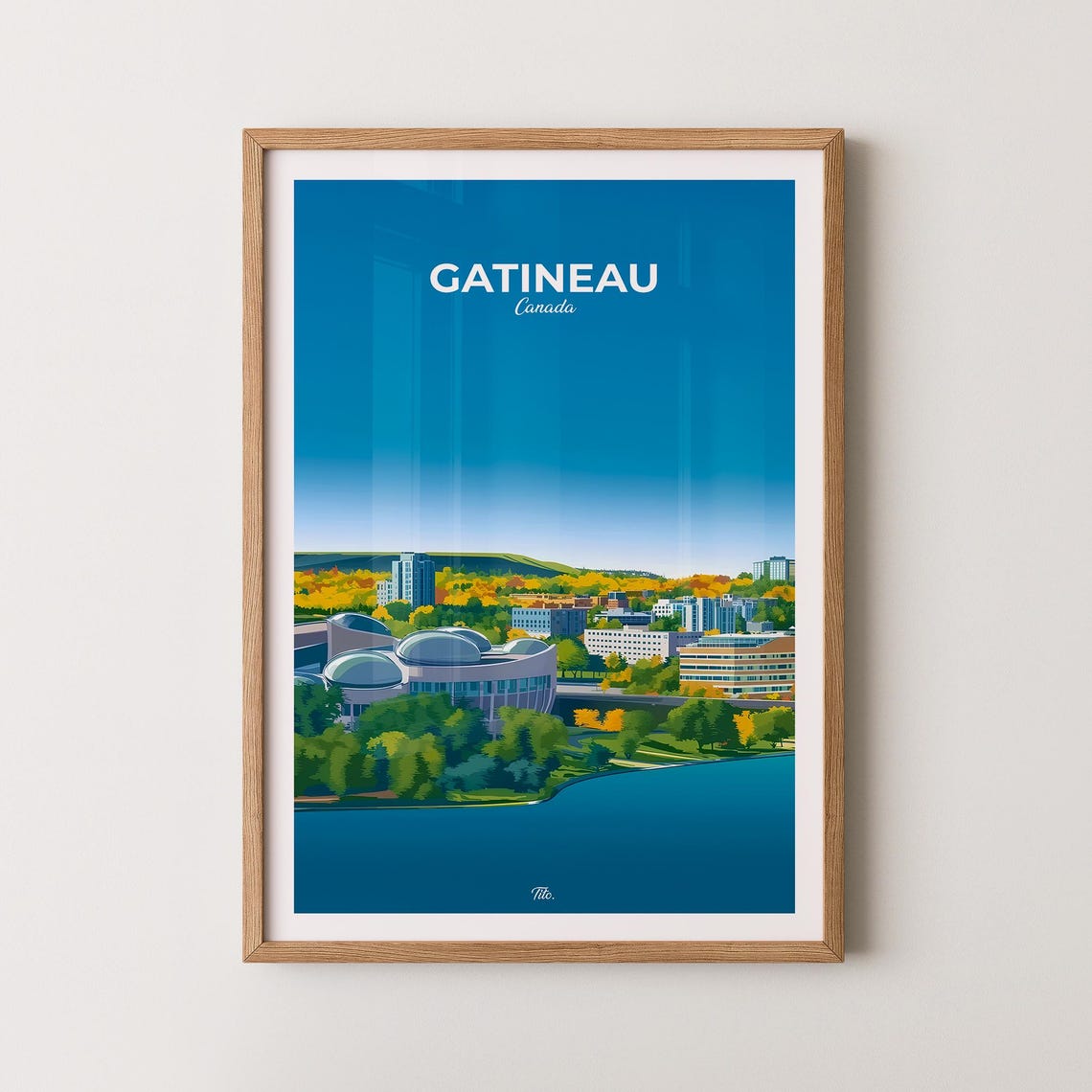 Gatineau Canada Riverfront Landmark Domes Autumn Fall Colors Poster