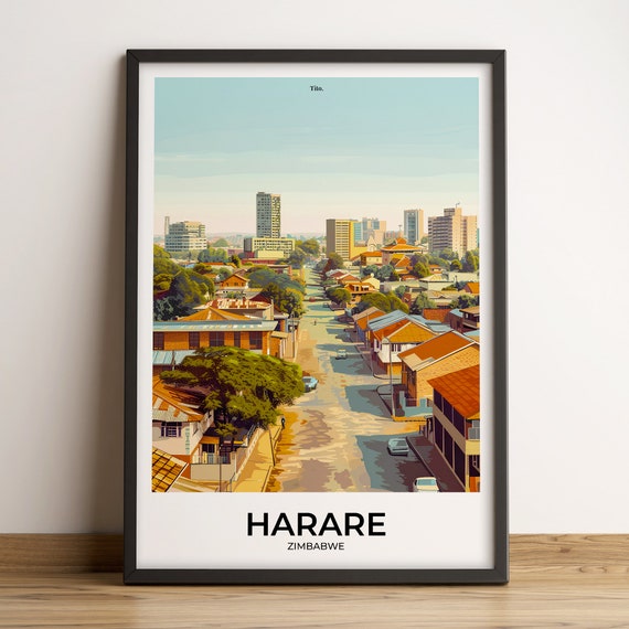 Harare Poster Harare Travel Poster Harare Art Print Harare Poster Harare Zimbabwe Customizable Gift