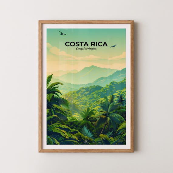 Costa Rica Poster Costa Rica Travel Poster Costa Rica Art Print Costa Rica Wall Art Central America Poster Gift For Travelers