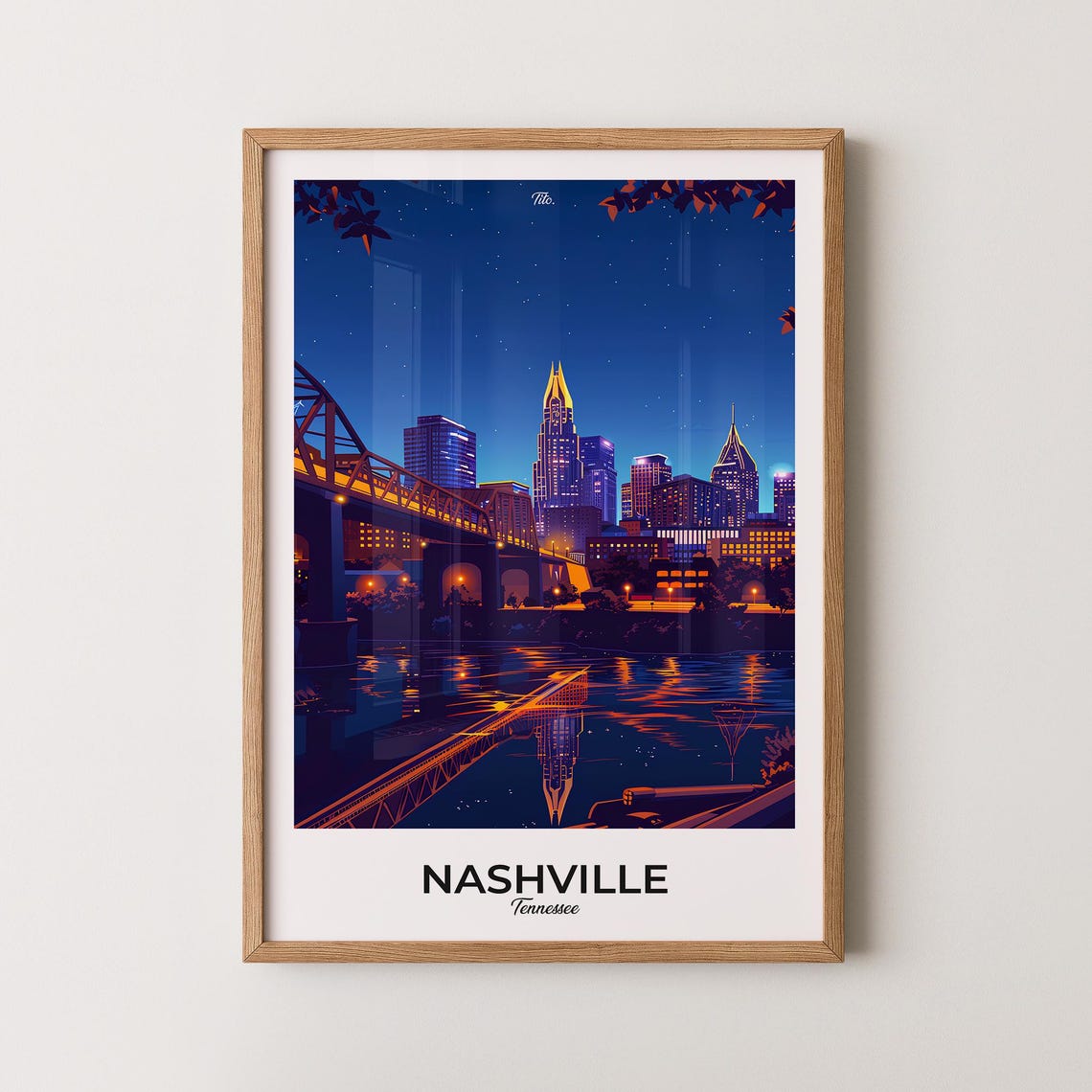 Nashville Poster Nashville Travel Poster Nashville Art Print Nashville Wall Art Tennessee Poster Gift For Travelers