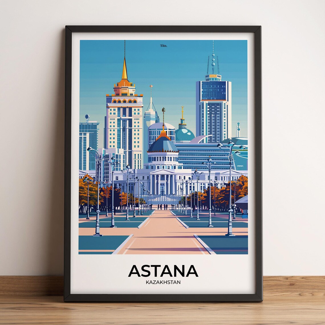 Astana Kazakhstan Modern Capital Skyline Cityscape Travel Poster