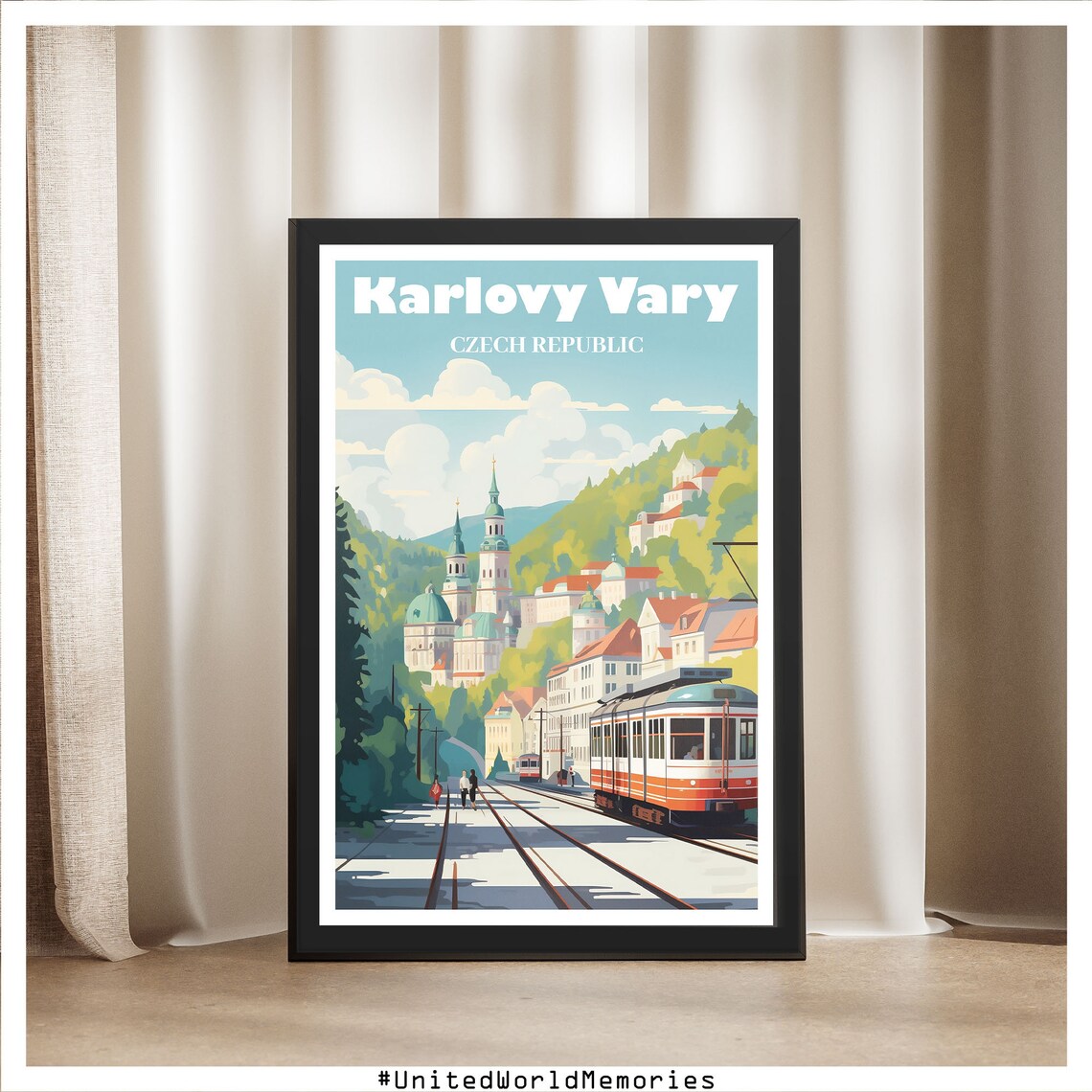 Karlovy Vary Travel Poster Czech Tram Poster Karlovy Vary Wall Art Karlovy Vary Gift Czechia Vintage Poster Czech Republic Poster - Image 5