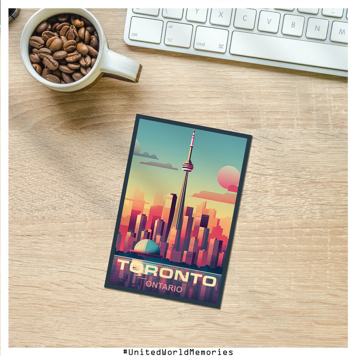 Toronto Ontario CN Tower City Skyline Sunset Reflection Poster - Image 3