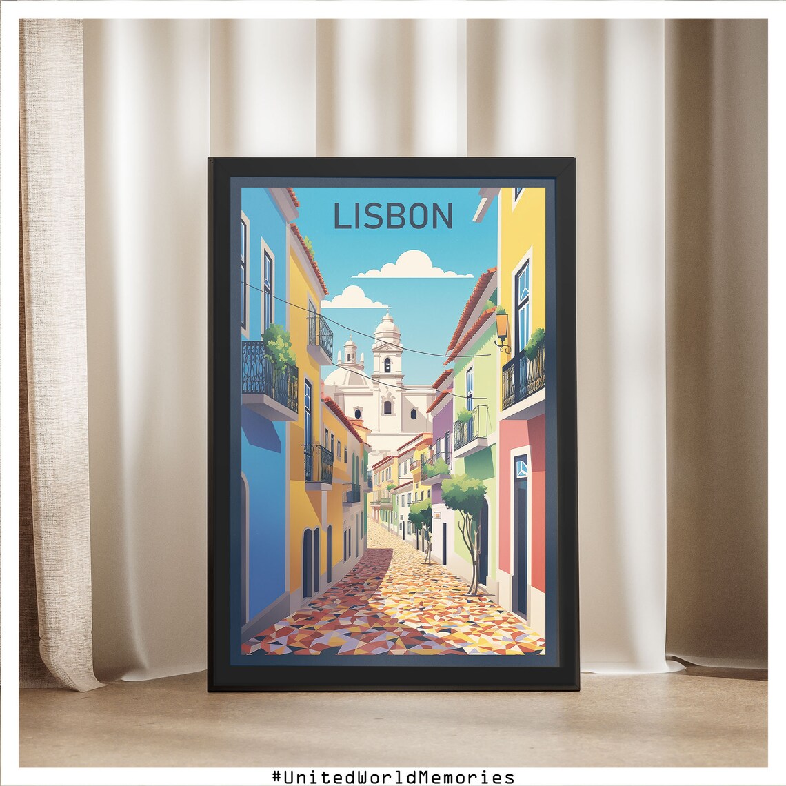 Lisbon Portugal Alfama District Colorful Street Church Poster - Image 5