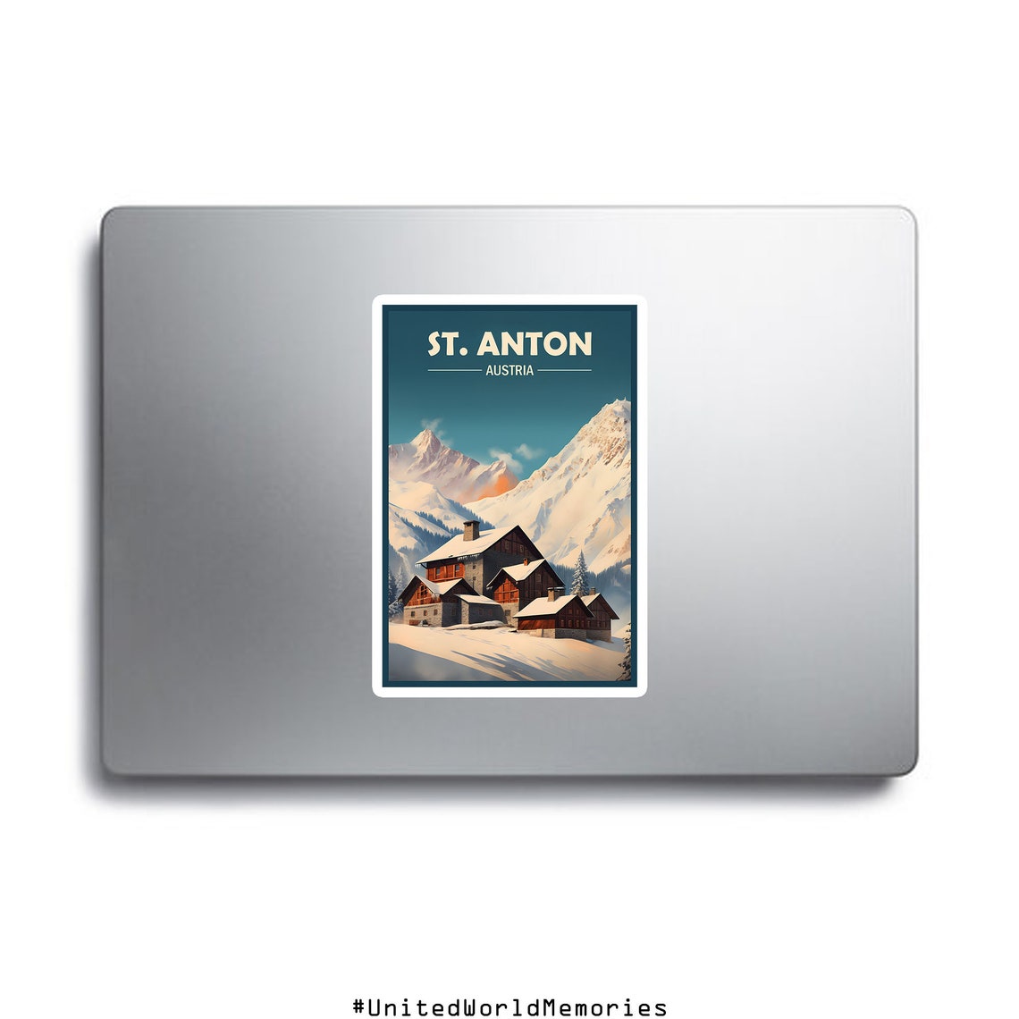 St Anton Austria Alpine Chalet Snowy Mountain Village Poster - Image 3