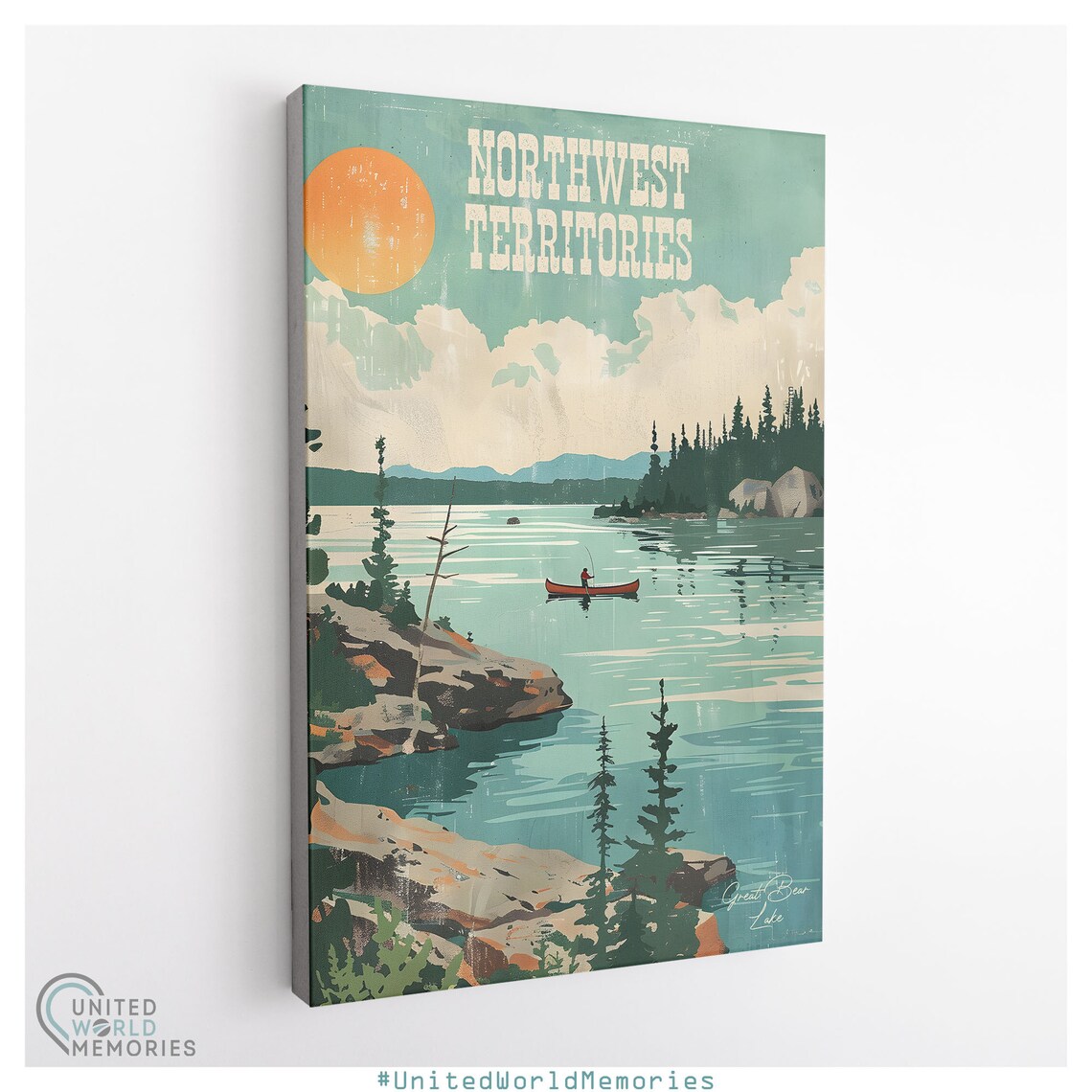 Northwest Territories Great Bear Lake Canoe Wilderness Fishing Poster - Image 3
