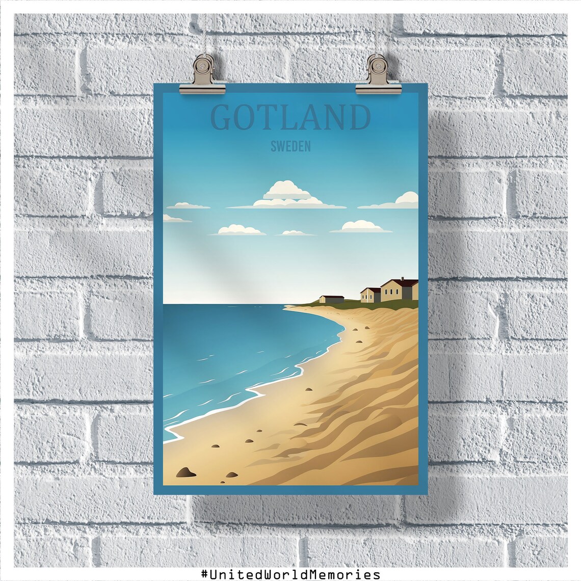 Gotland Sweden Tofta Sandy Beach Summer Minimal Travel Poster