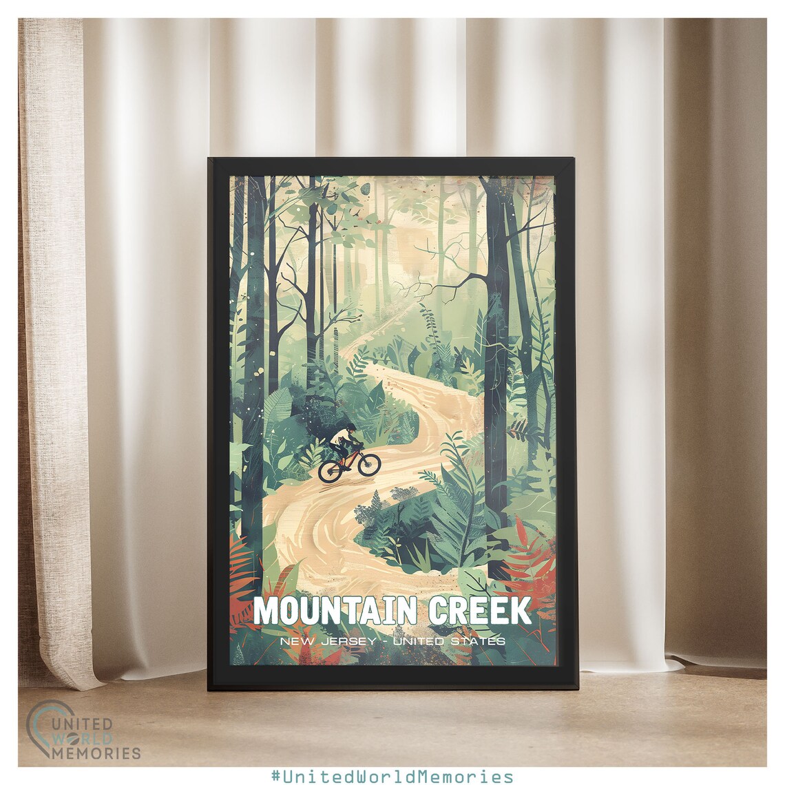 Mountain Creek New Jersey Forest Trail Mountain Bike Art Poster - Image 4