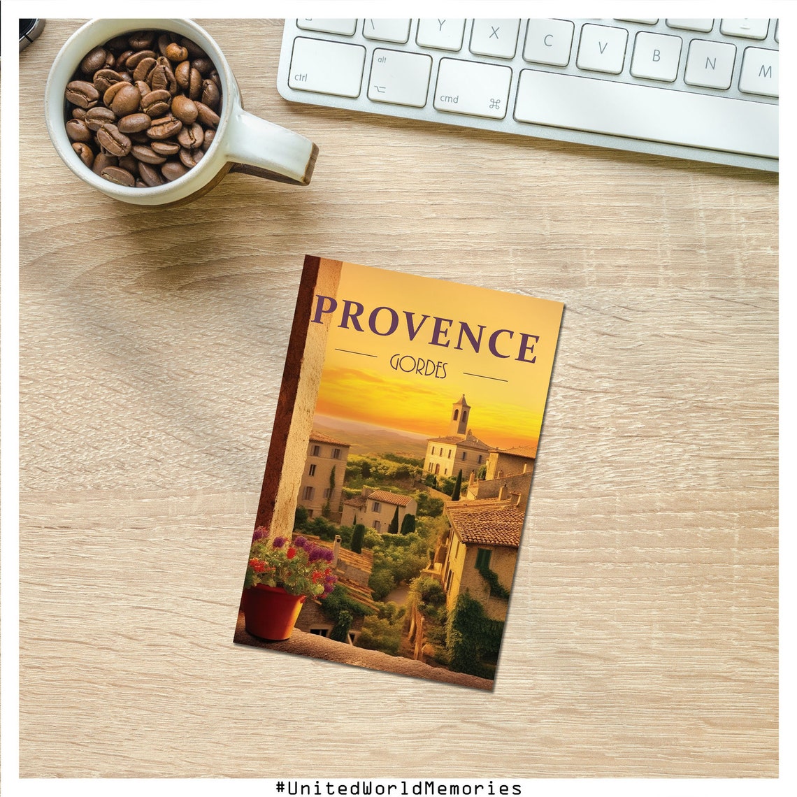 Provence Gordes Sunset Village Stone House Balcony View Poster - Image 3