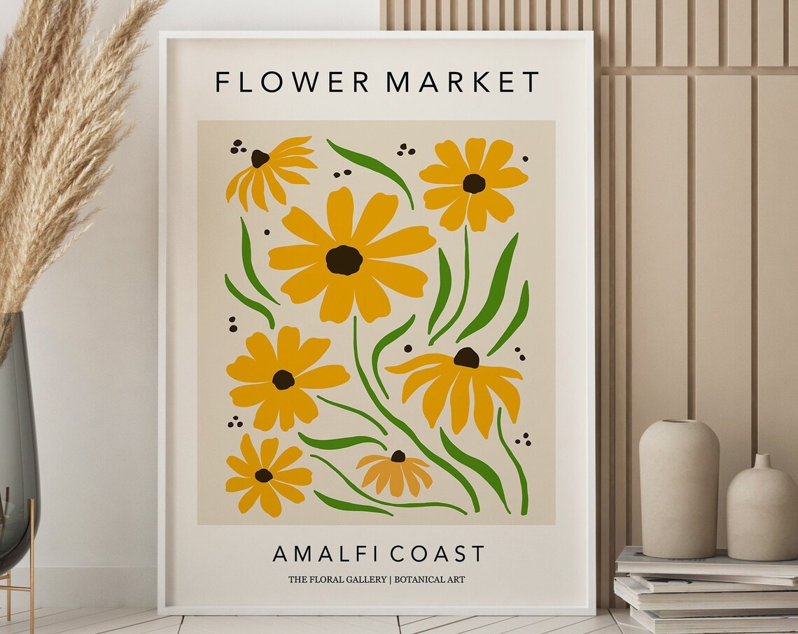 Amalfi Coast Flower Market Boho Art Print