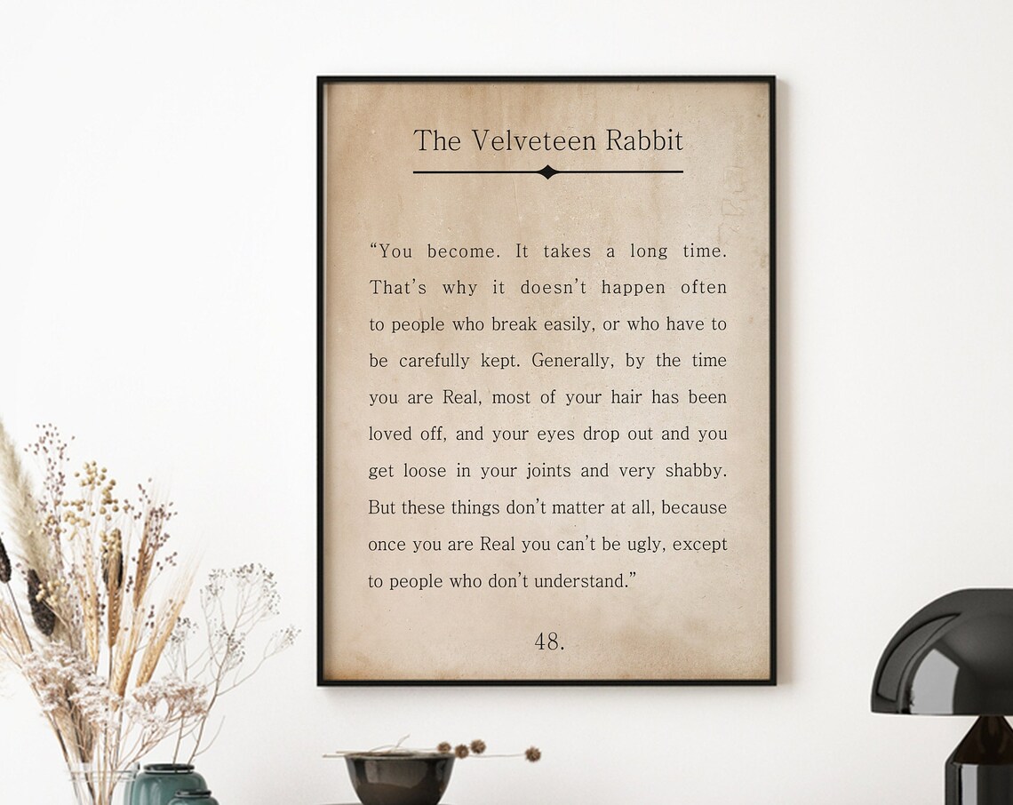 Velveteen Rabbit Quote Art Print, Book Page Style