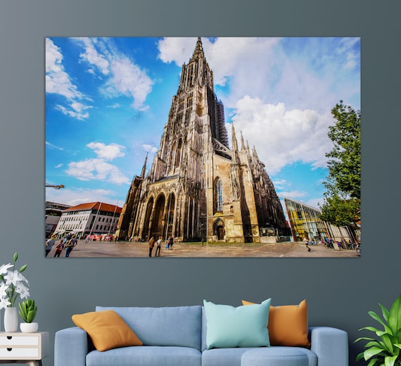 Ulm Germany Minster Gothic Cathedral Spire Sunny Day Travel Poster