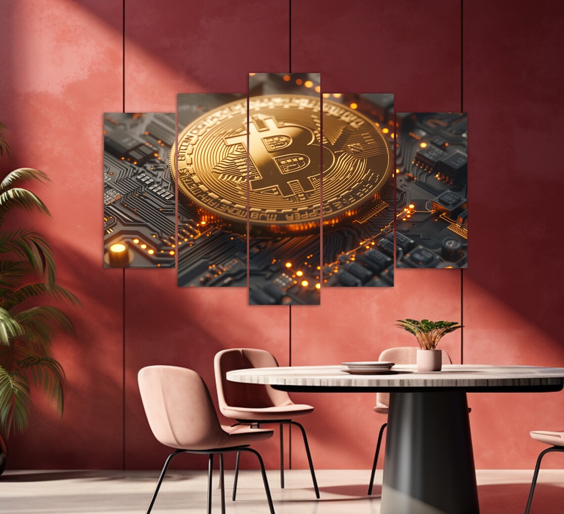 Abstract Bitcoin Painting, Modern Art Print - Image 2