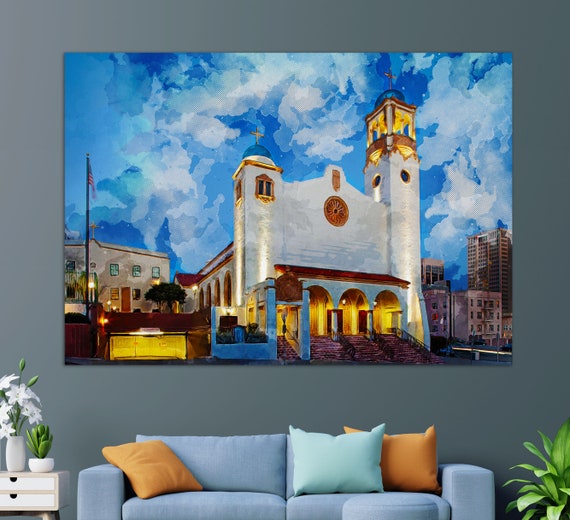 St Joseph Cathedral In San Diego Wall Art San Diego Cathedral Painting San Diego Print