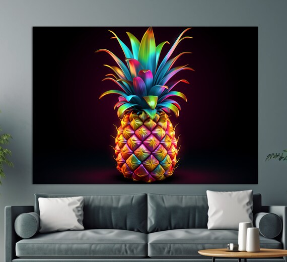 Pineapple Print Abstract Pineapple Painting Fruits Wall Art Kitchen Wall Decor