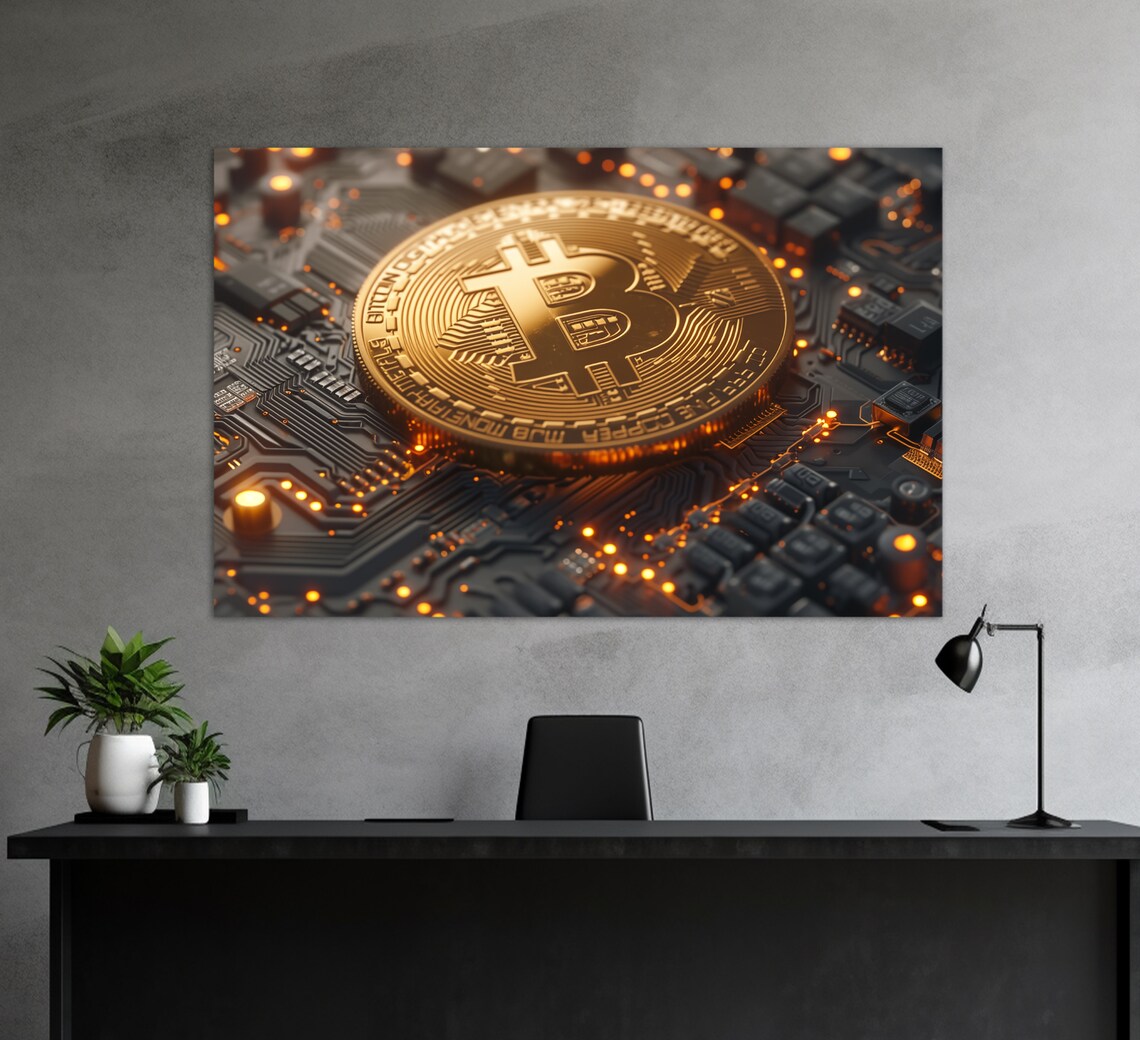 Abstract Bitcoin Painting, Modern Art Print