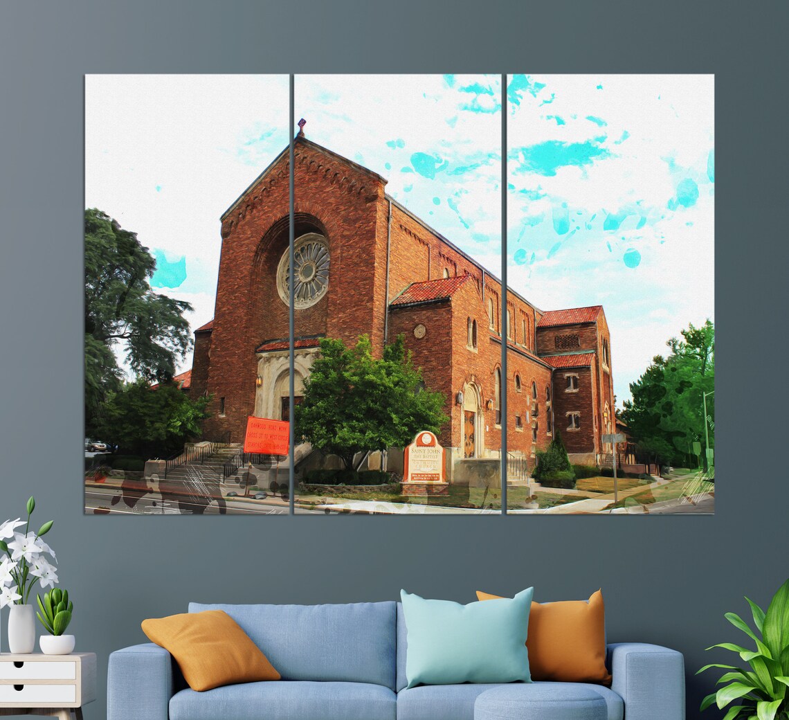 St John The Baptist Church Ypsilanti Red Brick Rose Window Michigan Poster - Image 3