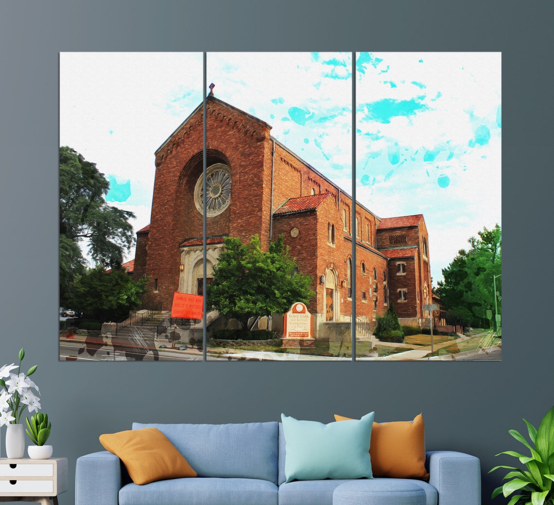 St John The Baptist Roman Catholic Church Ypsilanti Michigan Print Ypsilanti Church Painting Ypsilanti Wall Art - Image 3