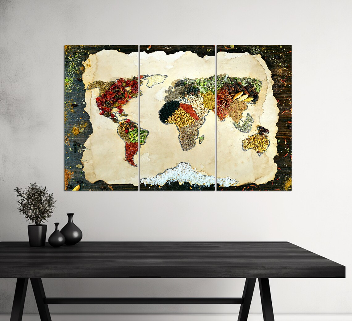 World Map From Spices, Kitchen Wall Decor - Image 3