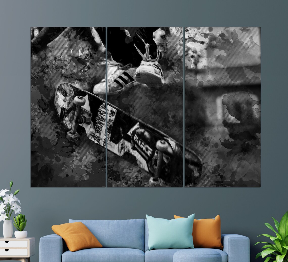 Skateboarding Painting, Skateboarder Art Print - Image 3