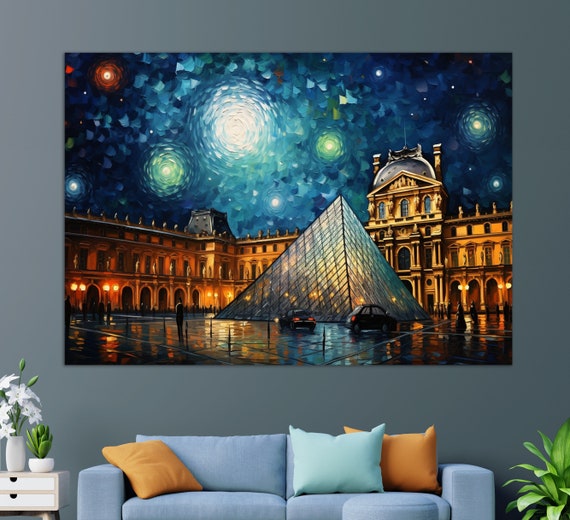 Louvre Van Gogh Style Print Abstract Paris Wall Art Paris Painting Abstract Paris Art