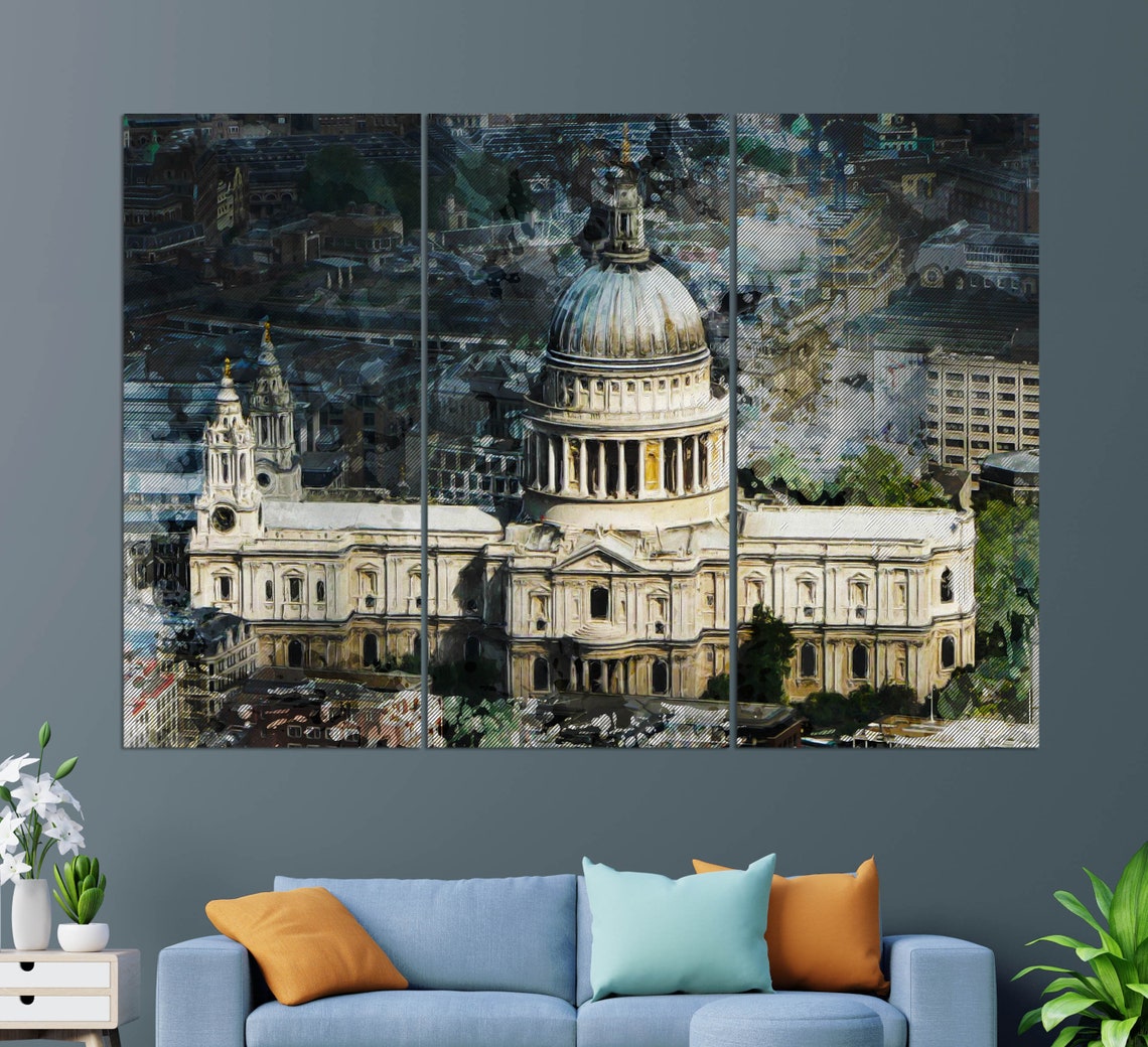 St Pauls Cathedral London Iconic Dome Skyline Painted Travel Poster - Image 3