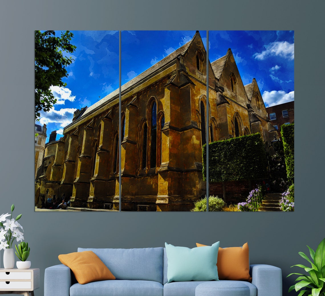 Temple Church In London Print London Temple Church Painting London Wall Art Uk Cathedral Art - Image 3