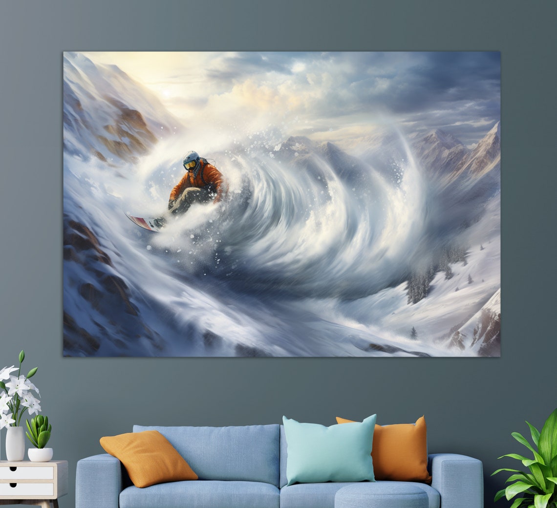 Snowboarding Wall Art Snowboarder Print Snowboard Painting Snowboarder Gift