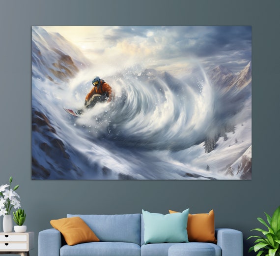 Snowboarding Wall Art Snowboarder Print Snowboard Painting Snowboarder Gift