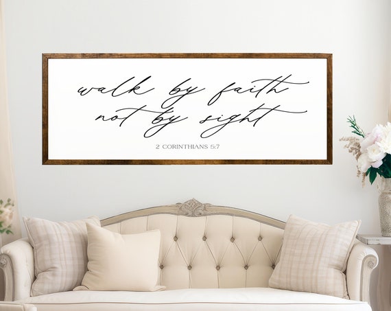 Walk By Faith Not By Sight 2 Corinthians 57 Nursery Wall Art Christian Nursery Decor Kids Room Decor Nursery Sign Wall Decor