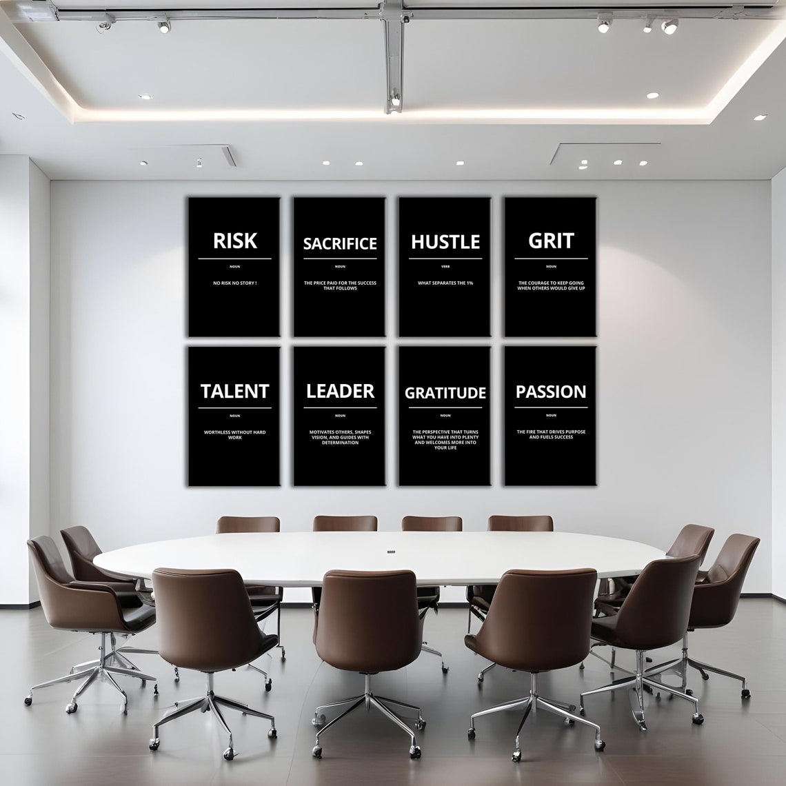 8 Piece Hustle Grit Risk Sacrifice Motivational Definition Poster Set - Image 4