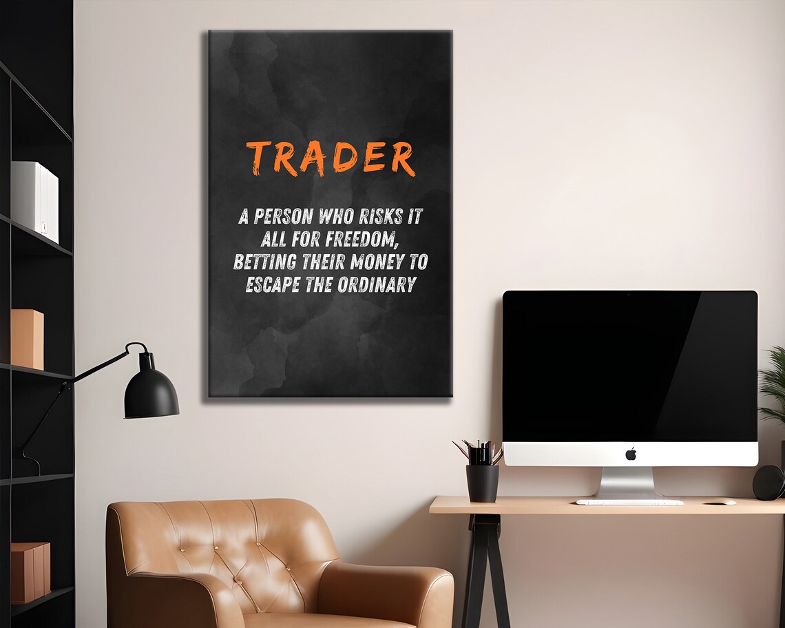 Trader Definition Orange Brush Black Finance Motivational Quote Poster