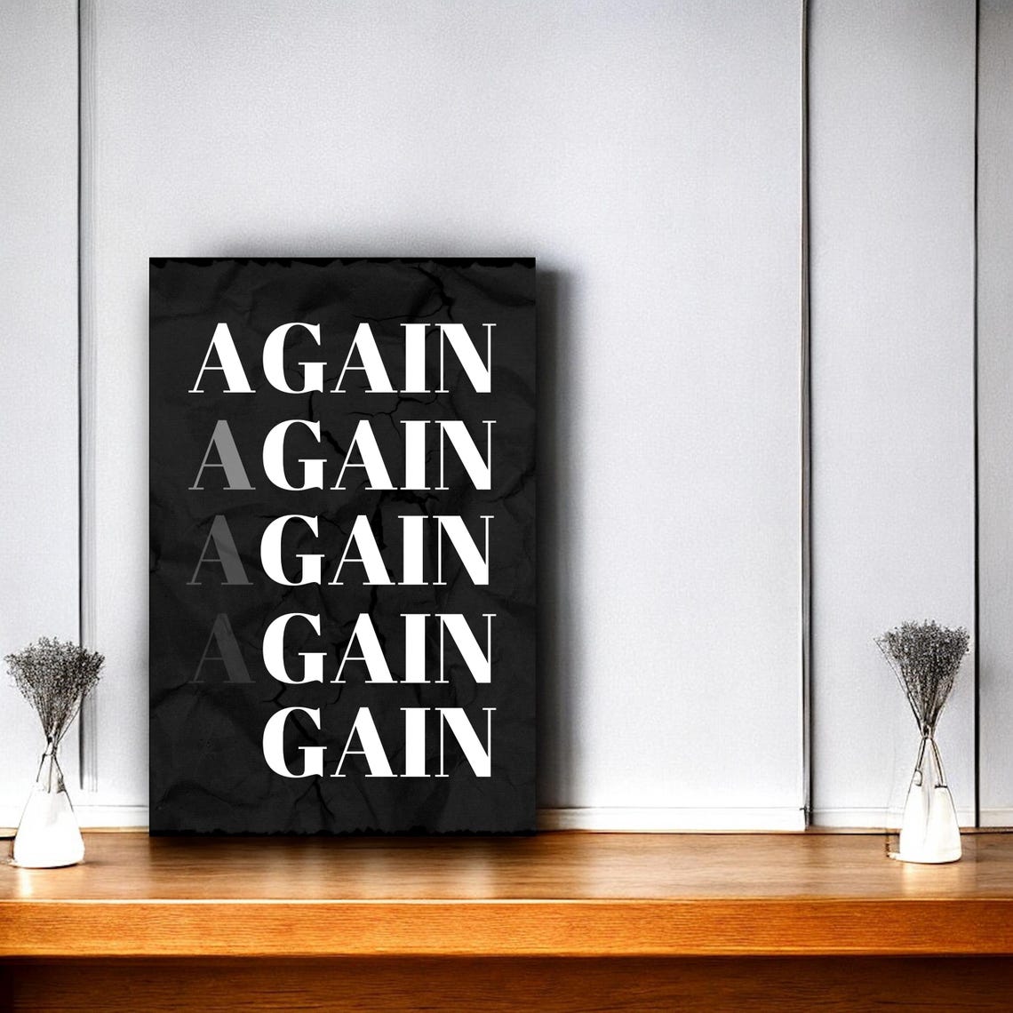 Again Gain Optical Illusion Typography Black Gym Wall Poster