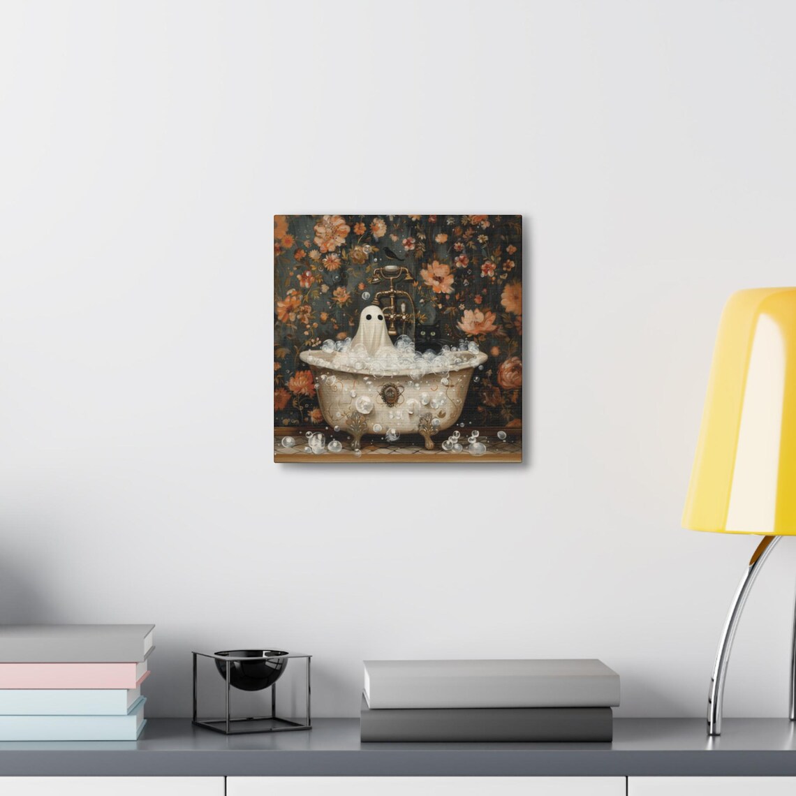 Ghost And Cat In Bathtub, Spooky Halloween Bathroom Decor - Image 6