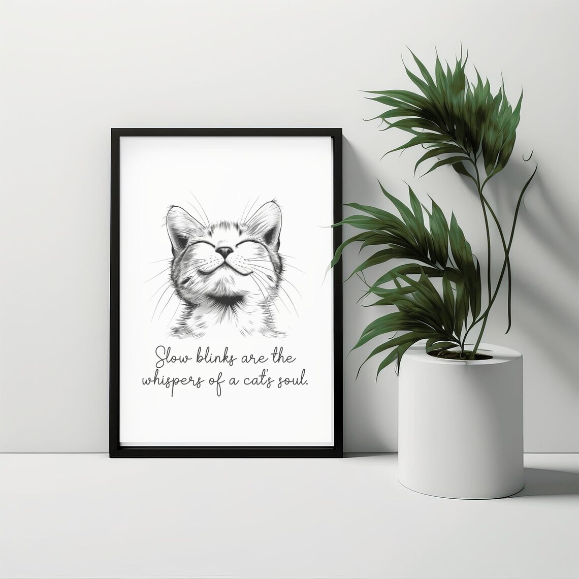 Slow Blinks Are the Whispers of a Cat's Soul Inspirational Quote Poster - Image 4