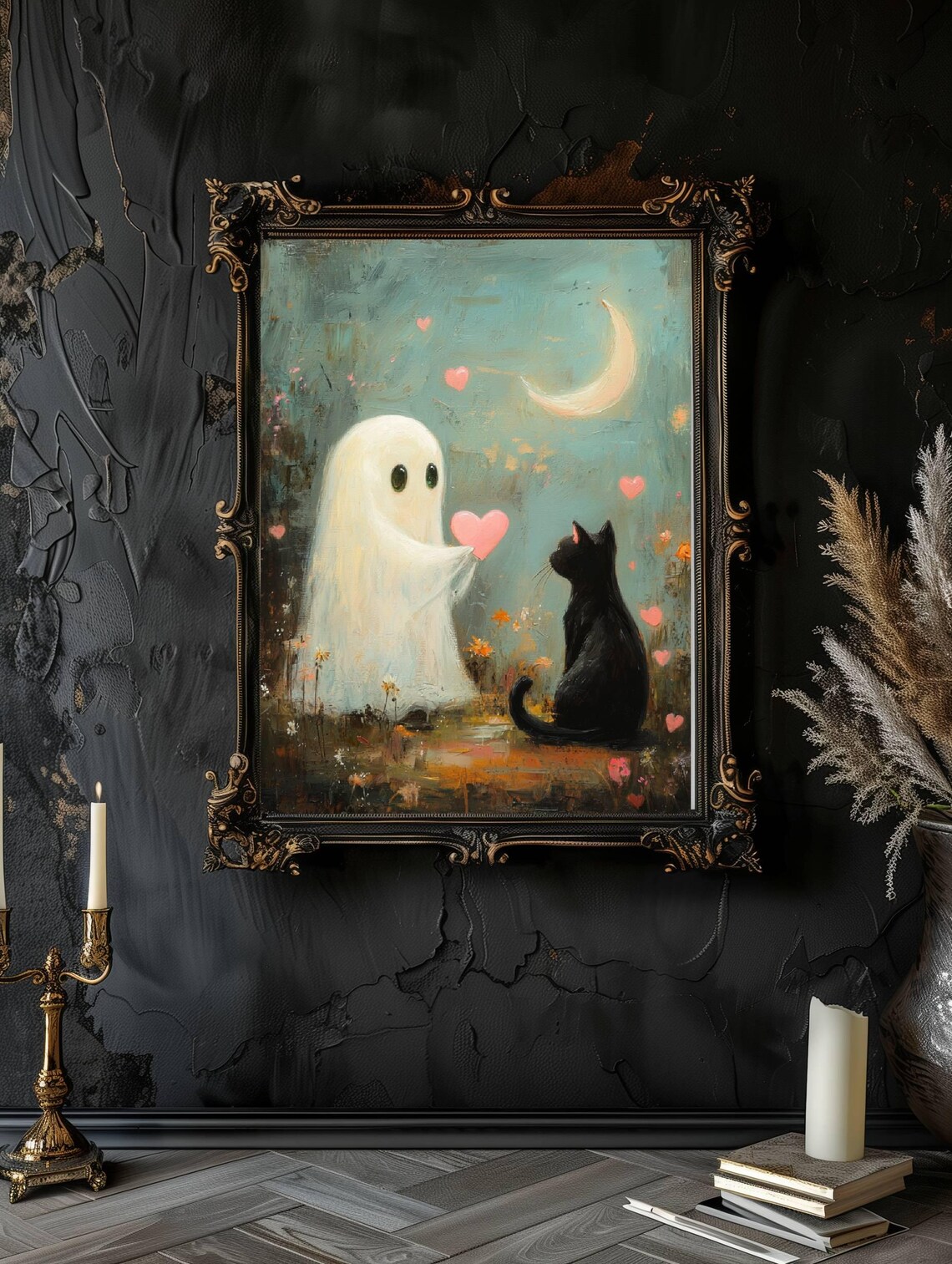 Ghost And Black Cat Valentine, Whimsigoth Poster - Image 4