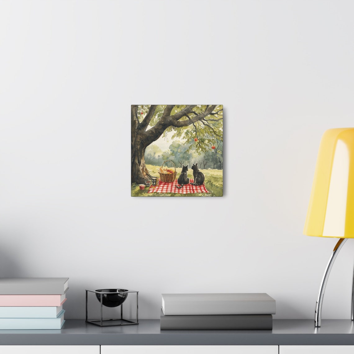 Two Black Cats Enjoying a Picnic Under a Grand Apple Tree Poster - Image 5