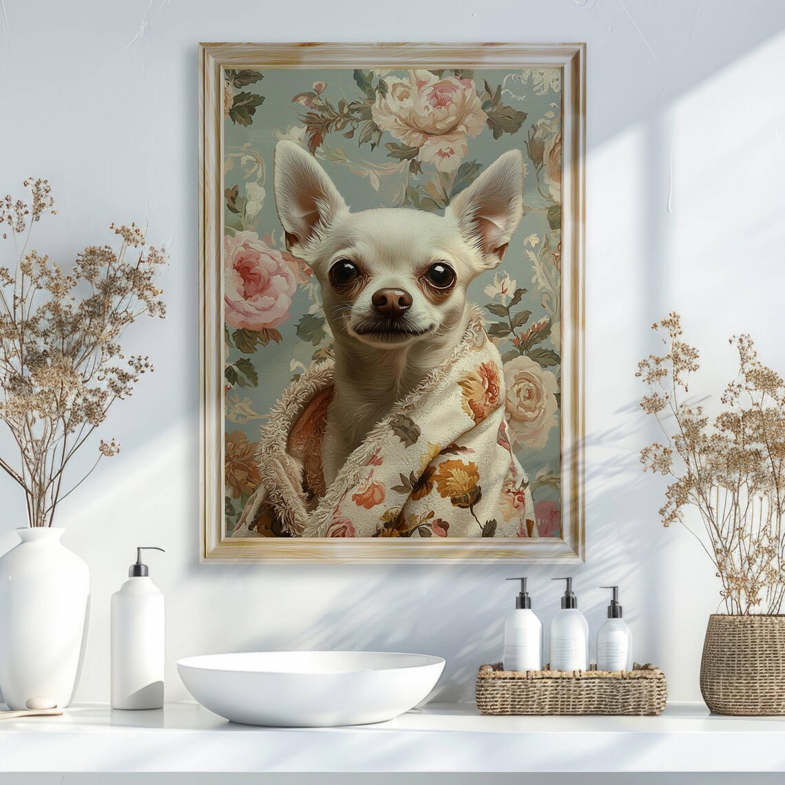 Chihuahua in Bathrobe Bathroom Dog Lover Art Print - Image 2