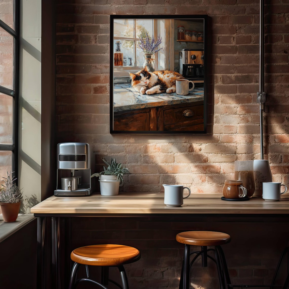Calico Cat Coffee Bar Poster, Kitchen Cat Art - Image 4
